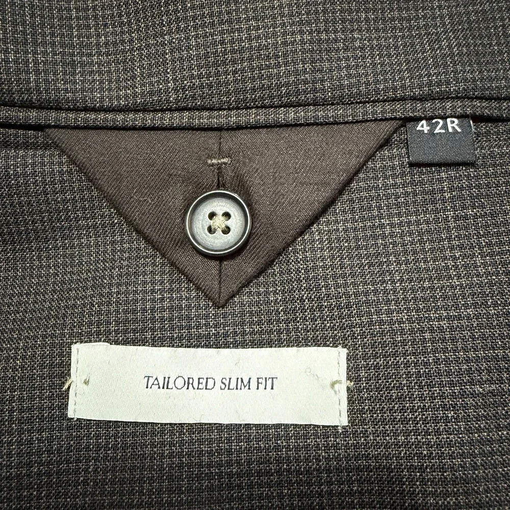 Banana Republic Blazer 42R Brown Black Check Vital Barberis Rustico Wool Slim